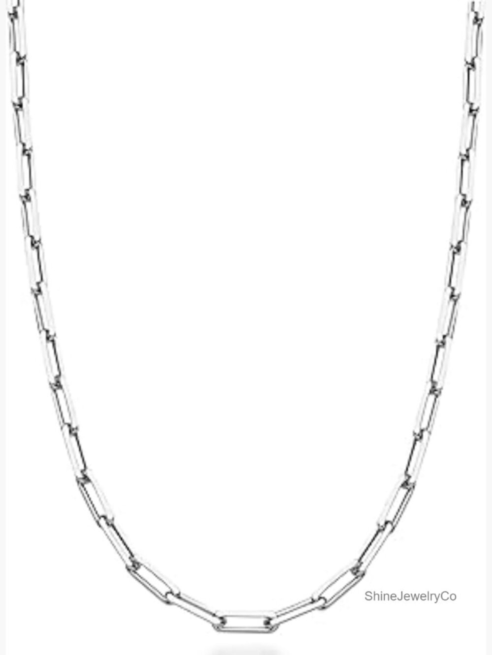 Solid 925 Sterling Silver 18K Gold Plated 3mm Paperclip Link Chain Necklace for